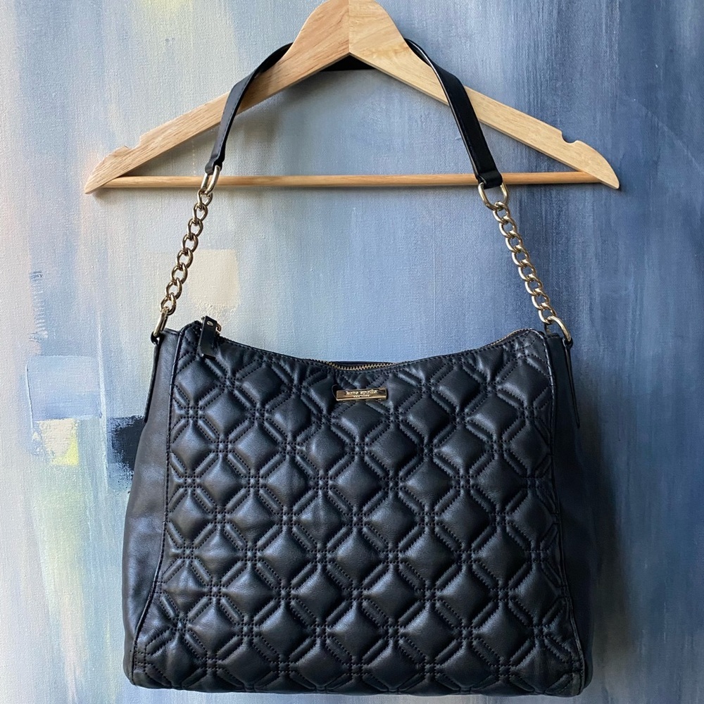 EUC Kate Spade Astor Court Aurelia Quilted Black Leather Handbag - Picture 2 of 13